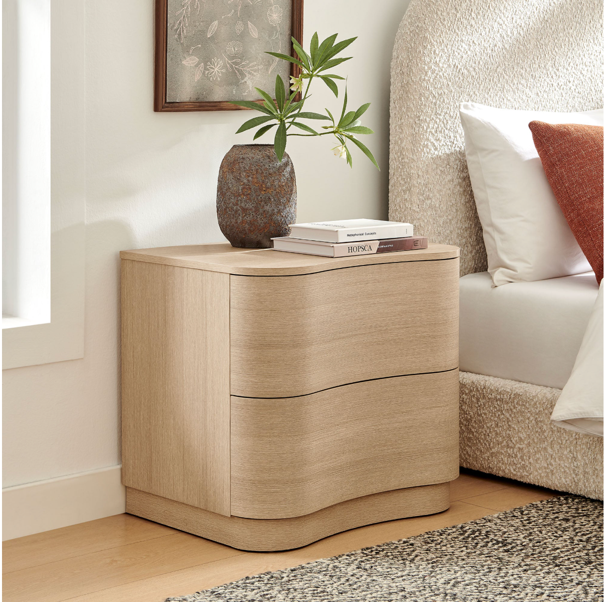 Mirae 2-Drawer Nightstand in Brushed Light Oak