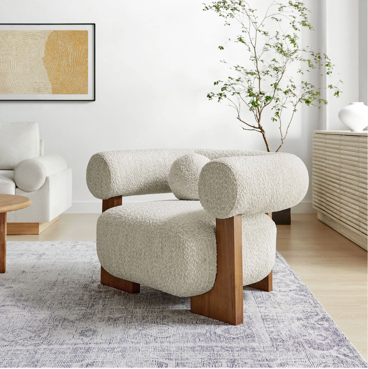 Jace Boucle Accent Chair Pearl