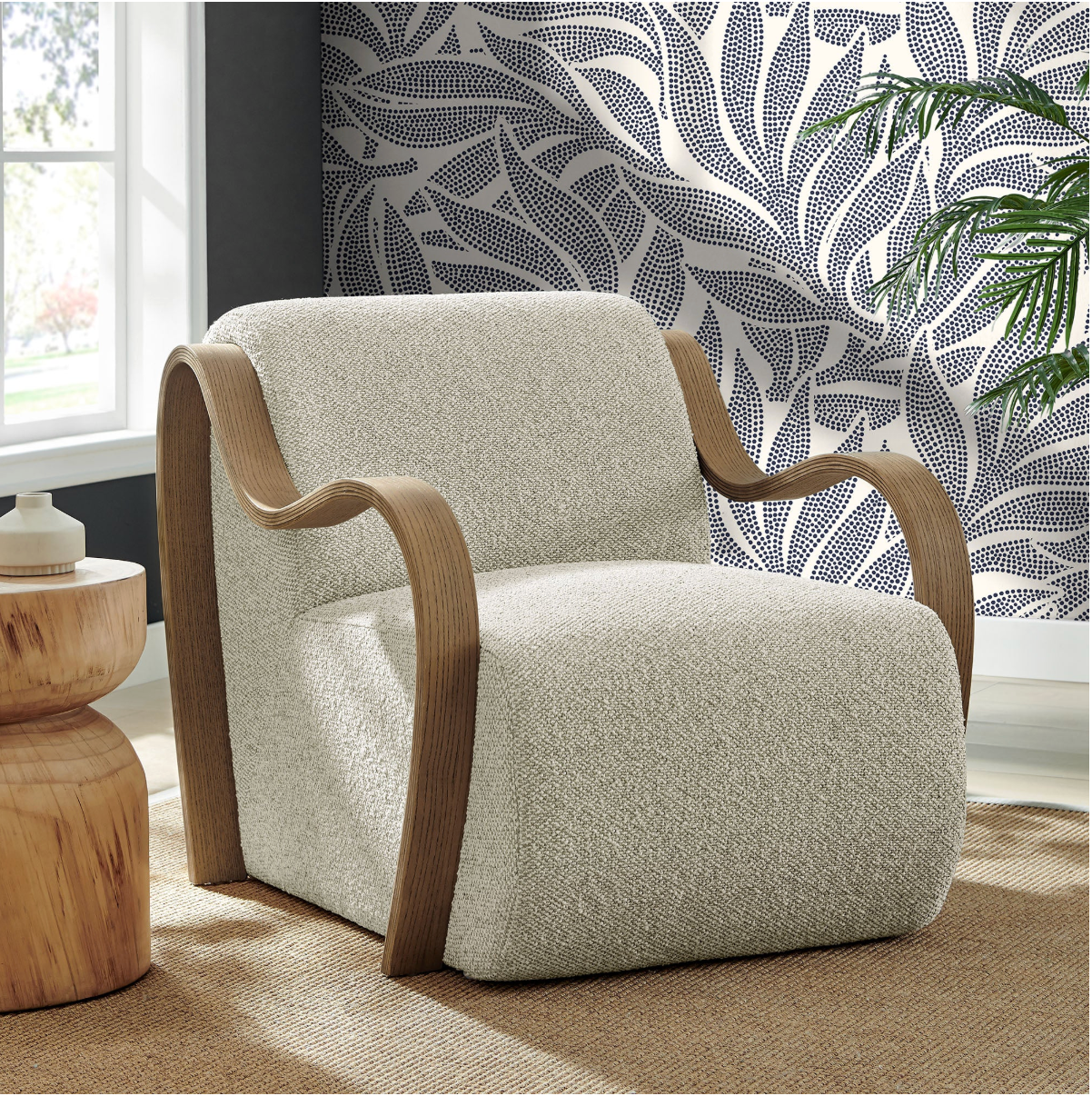 Atrium Lattice Boucle Accent Armchair Marble