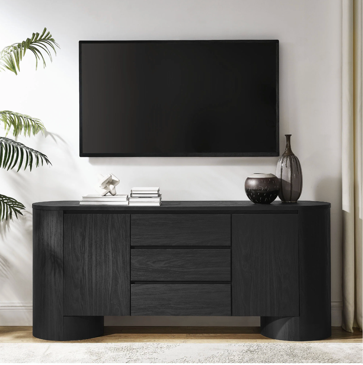Duval 71" Rounded Sideboard in Black