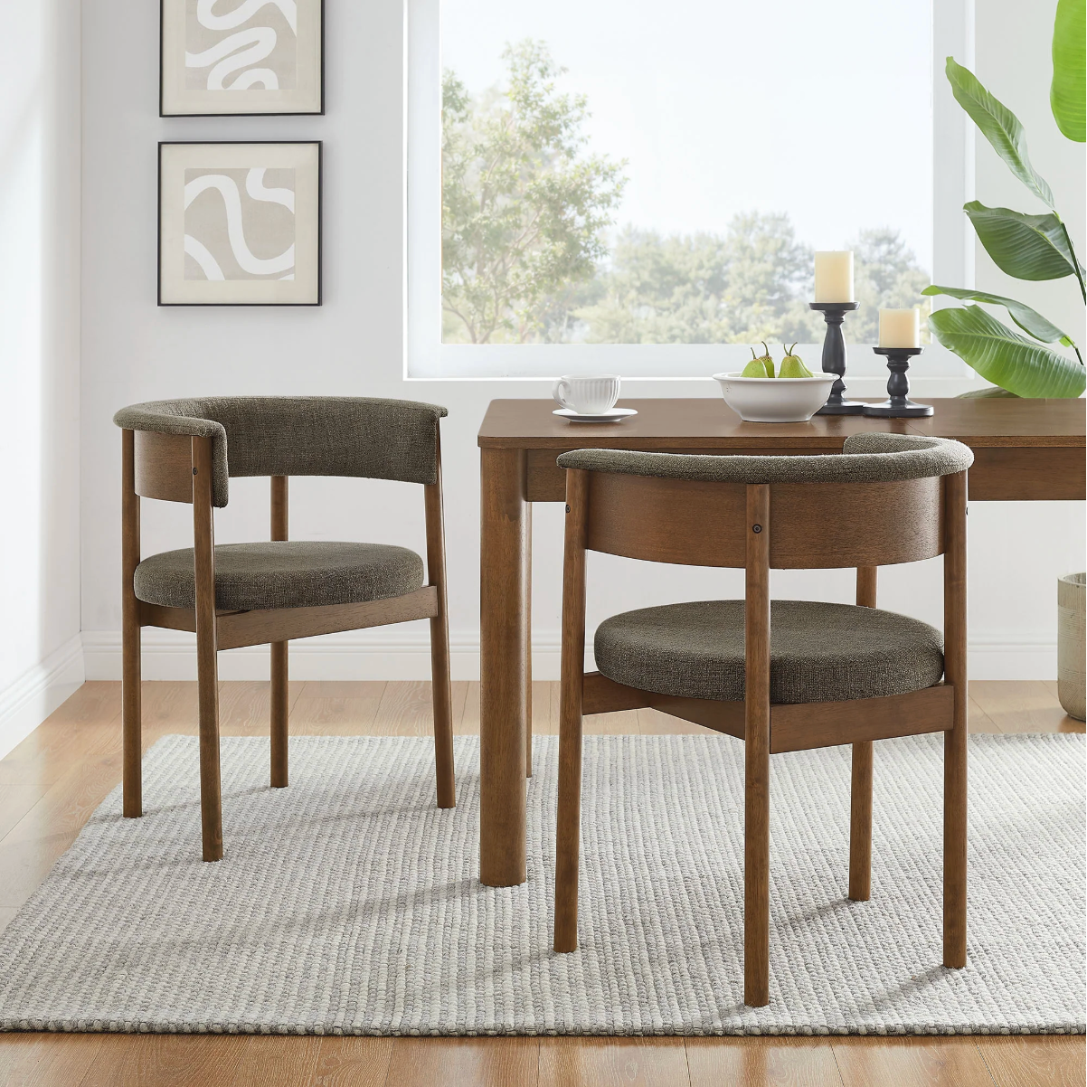 Clea Curved Dining Chair Set in Taupe (Set of 2)