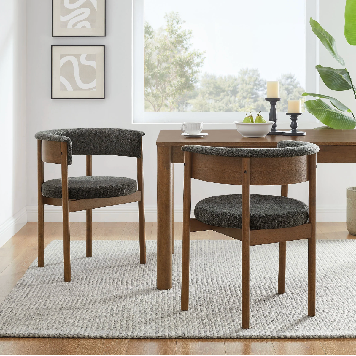 Clea Curved Dining Chair Set in Charcoal (Set of 2)