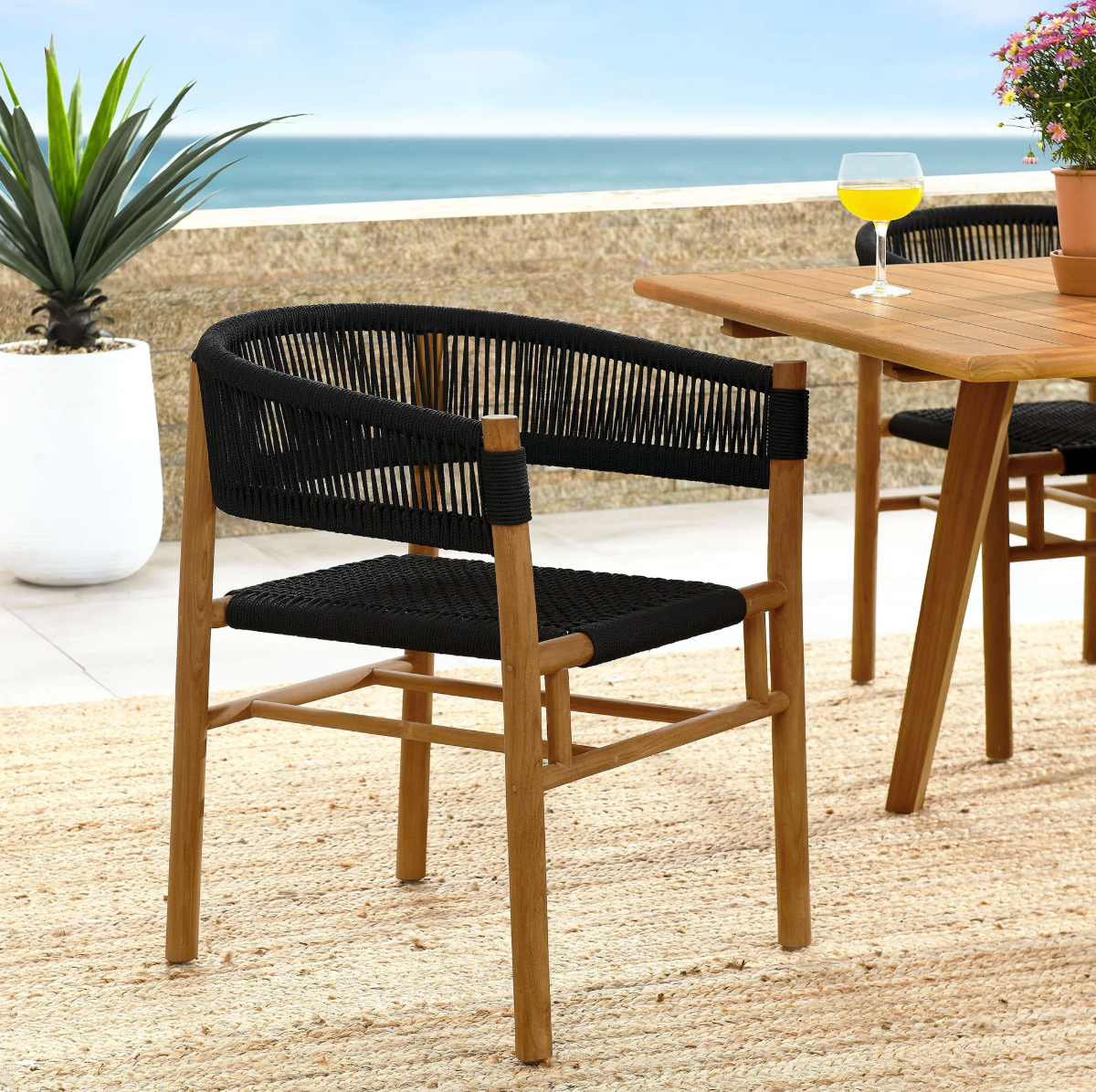 Vienna Outdoor Dining Chair Set in Black