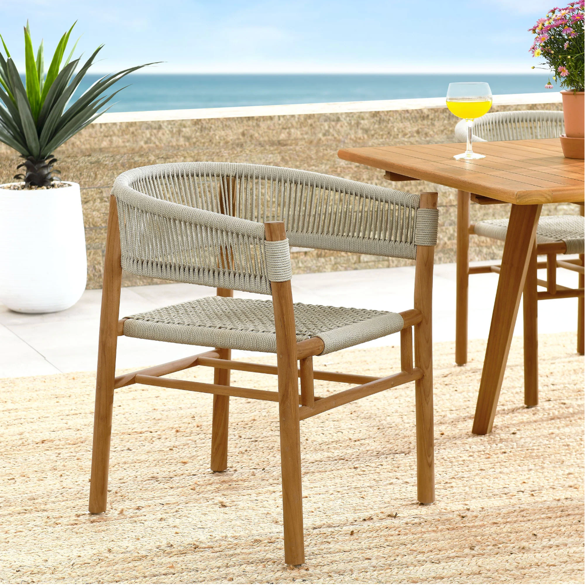 Vienna Outdoor Dining Chair Set in Natural