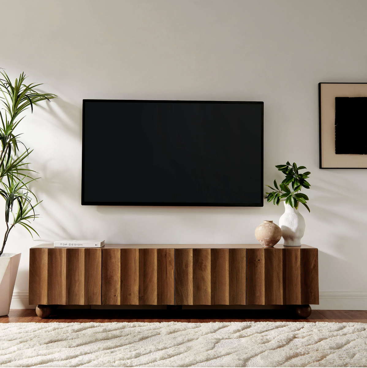 Sorren 71" Scalloped TV Stand in Walnut