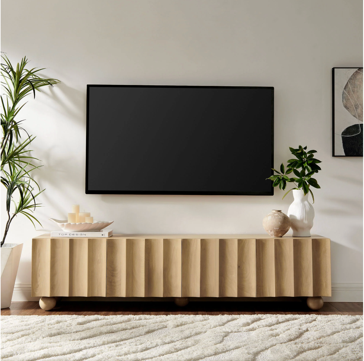 Sorren 71" Scalloped TV Stand in Natural