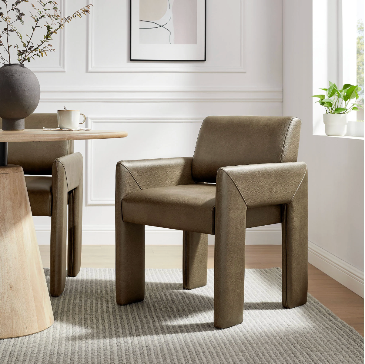 Daven Upholstered Dining Chair in Mushroom